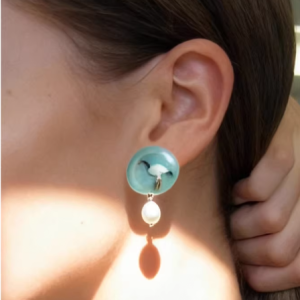 Original handcrafted Chinese-style artistic crane ear studs/ear clips