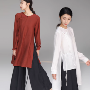 Women's cat-eye button long kung fu suit/Tai Chi suit/Zen suit